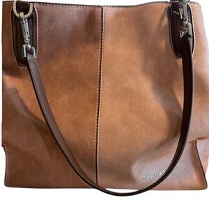 CALVIN KLEIN Elaine Vegan Leather Colorblock Shoulder/Tote Bag - NWOT